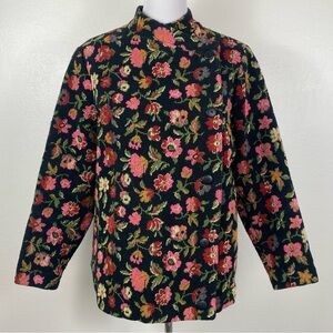 Vintage Goodbye Folk Upcycled Floral Tapestry Carpet Jacket